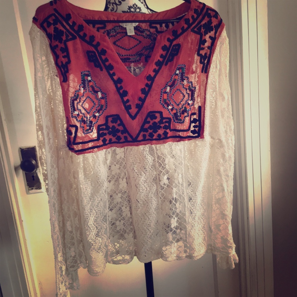 Lace boho blouse XL